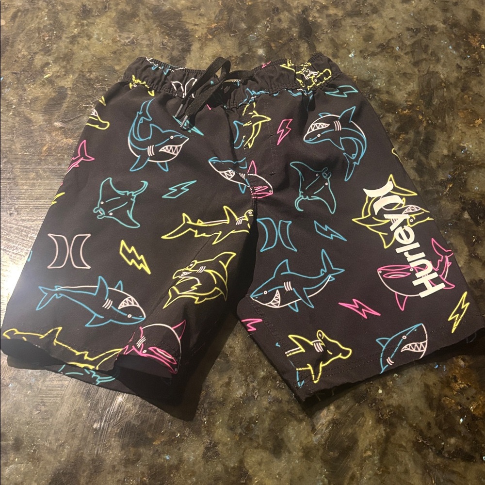 Hurley Kids' Black Shark Pattern Swim Shorts